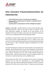 Vorschaubild Presseinformation Neue Generation Präzisionsklimaschränke mir R32